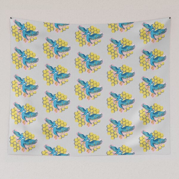 Item preview, blue and golden birds designed and sold by elisarium.