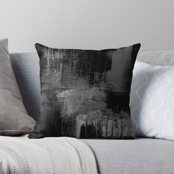 Black gray abstract Throw Pillow