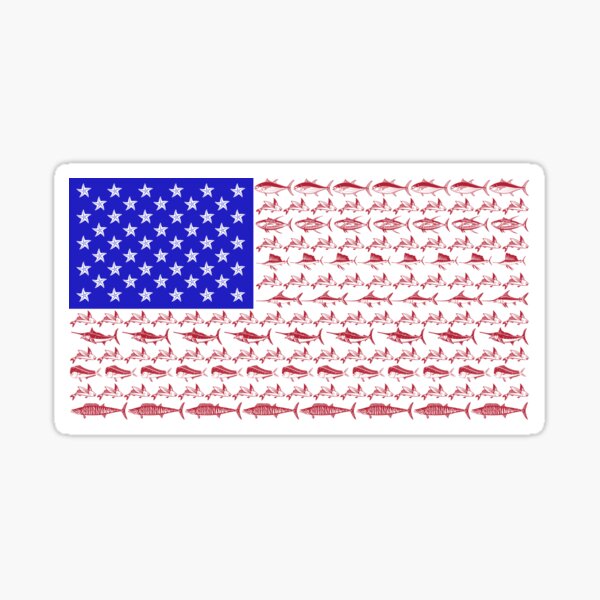 American Flag Fishing Stickers for Sale, Free US Shipping