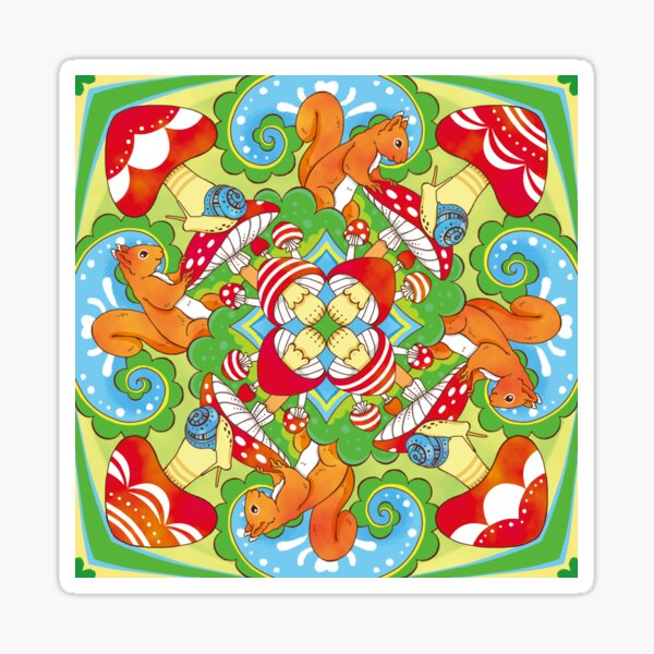 Mushroom and Squirrel Sticker