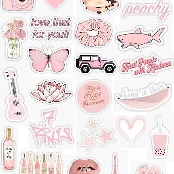 PINK aesthetic sticker pack  Sticker for Sale by hollyrogers