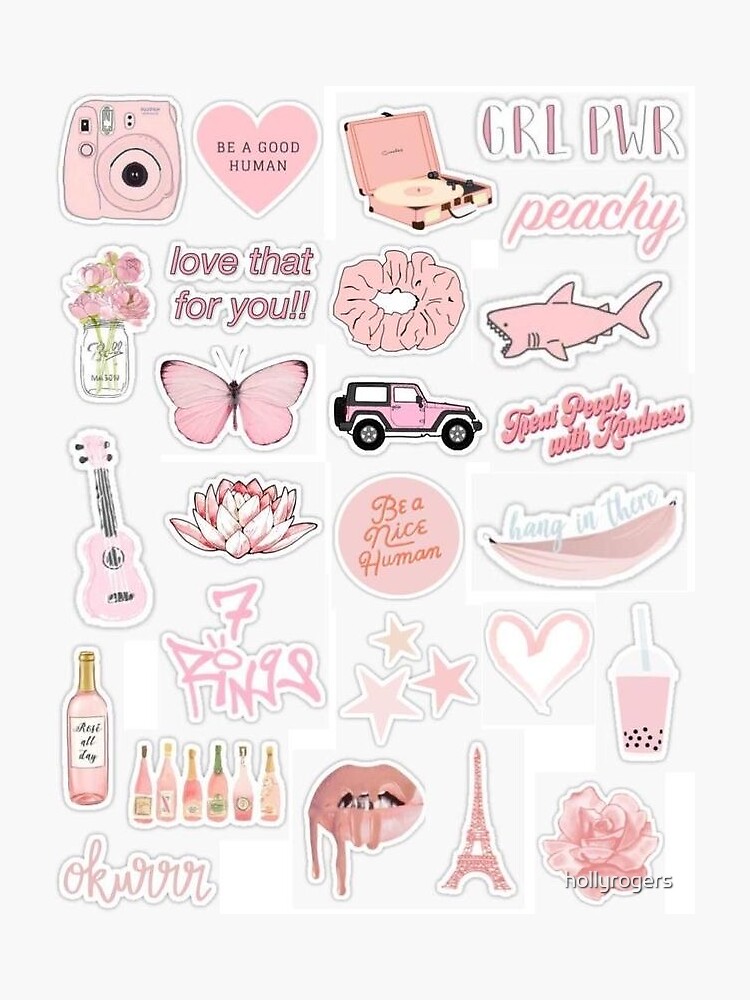 PINK STICKERS  Scrapbook stickers printable, Phone cover stickers,  Aesthetic stickers