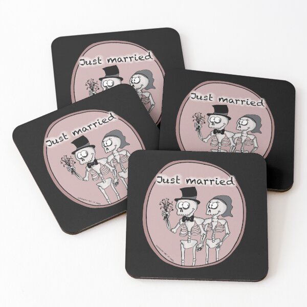Item preview, Just married skeletons cartoon motif designed and sold by ARTOFDARK.