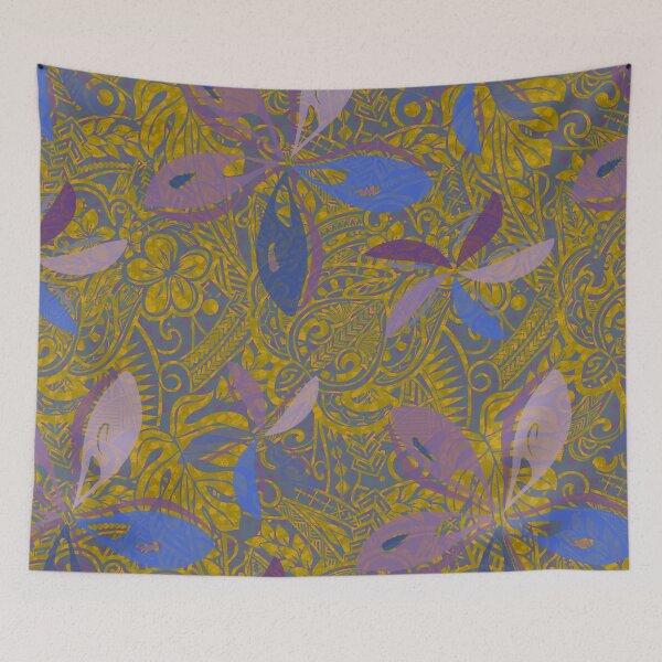 Item preview, Hawaiian - Samoan - Polynesian Tribal Golden Tiare Jungle  designed and sold by sunnthreads.