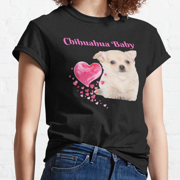 Chihuahua Baby in Pink with Pink Heart Spray Classic T-Shirt
