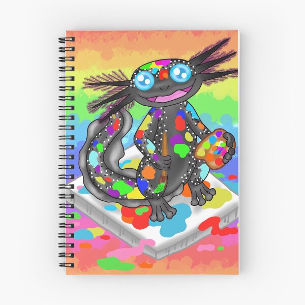 Item preview, Kawaii rainbow black axolotl painter designed and sold by KatyChristoff.