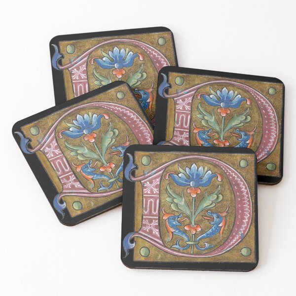 Item preview, Initial manuscript art — medieval art - Illuminated manuscripts art designed and sold by Qrhoo.