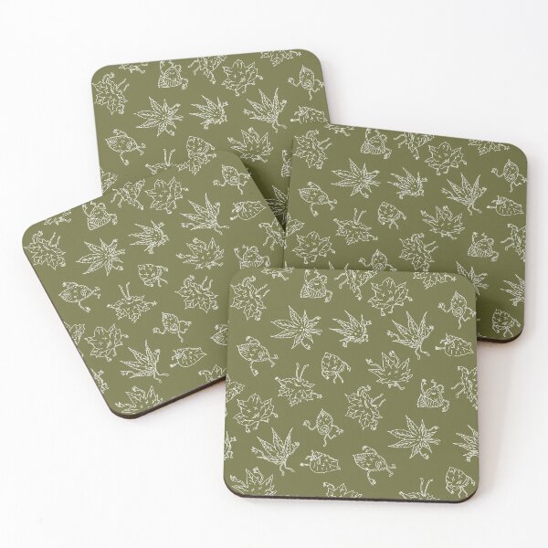 Item preview, A cartoony dead leaf pattern in white line designed and sold by MatthewJSimpson.