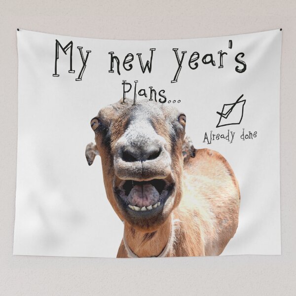 Item preview, My new year's plans silly yelling goat designed and sold by Stephanie  Skeem.