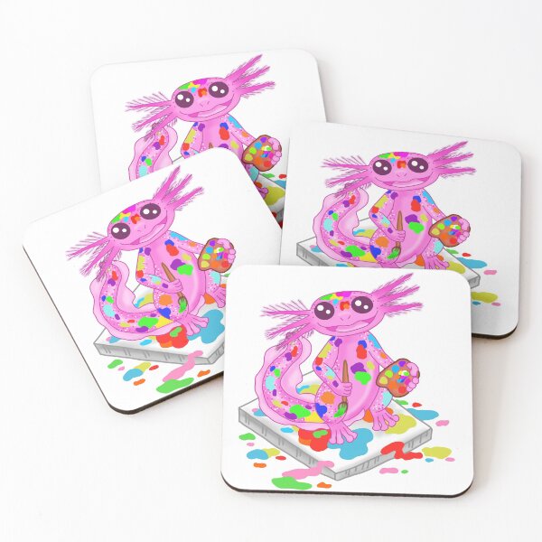 Item preview, Kawaii rainbow axolotl painter white version  designed and sold by KatyChristoff.