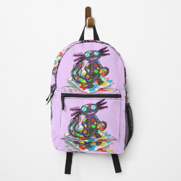 Item preview, Kawaii rainbow black axolotl painter purple version designed and sold by KatyChristoff.