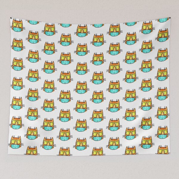 Item preview, Funny Cat with facemask gift idea for cat lovers designed and sold by BRtisticDesigns.