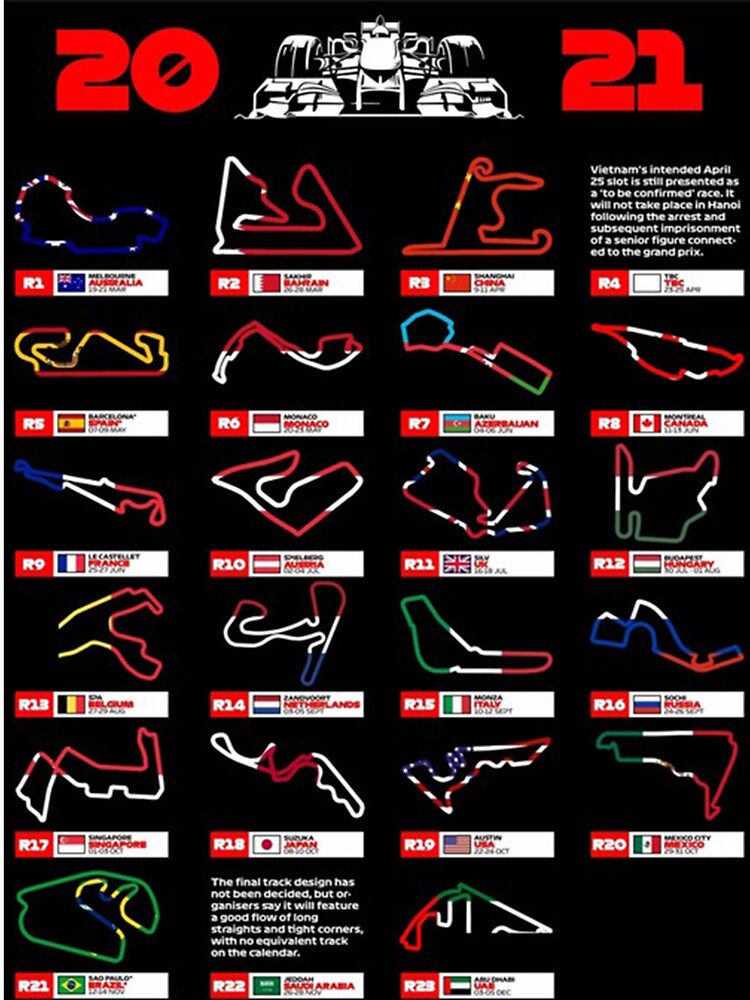 "Formula 1 2021 Season-Calendar Formula Race Car Circuit ...