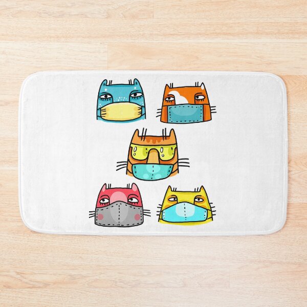 Item preview, Funny Socially distant cats wearing facemasks-funny gift idea for cat lovers designed and sold by BRtisticDesigns.