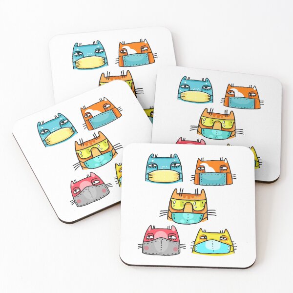 Item preview, Funny Socially distant cats wearing facemasks-funny gift idea for cat lovers designed and sold by BRtisticDesigns.