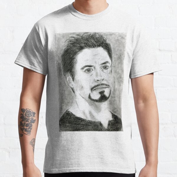 Realistic Robert Downey jr Drawing Art -- RDJ Graphite Pencil Classic T-Shirt