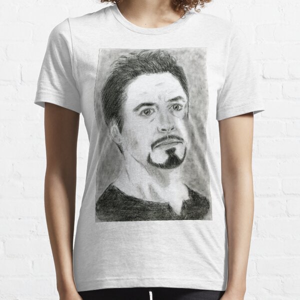Realistic Robert Downey jr Drawing Art -- RDJ Graphite Pencil Essential T-Shirt