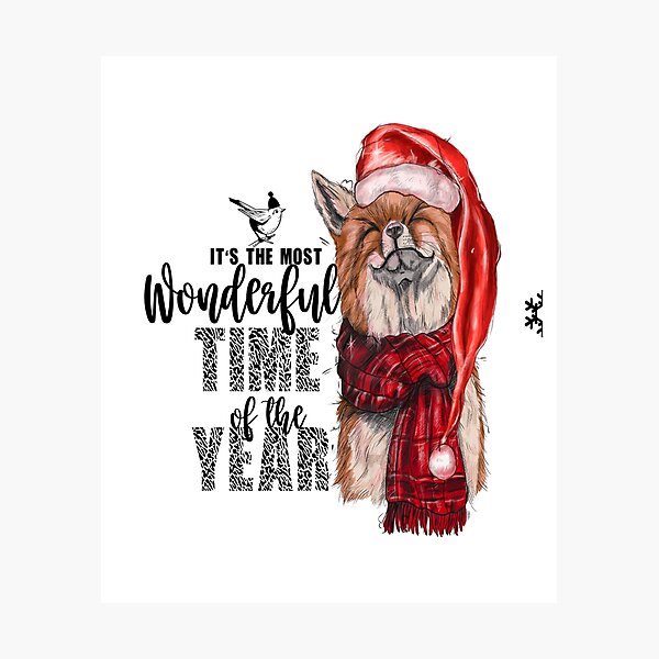 Item preview, The Most Wonderful Time-artistic fox Christmas gift for fox lovers designed and sold by BRtisticDesigns.