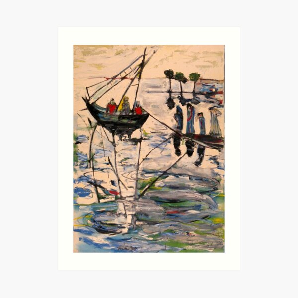 Boats on the river in Fellucca Art Print