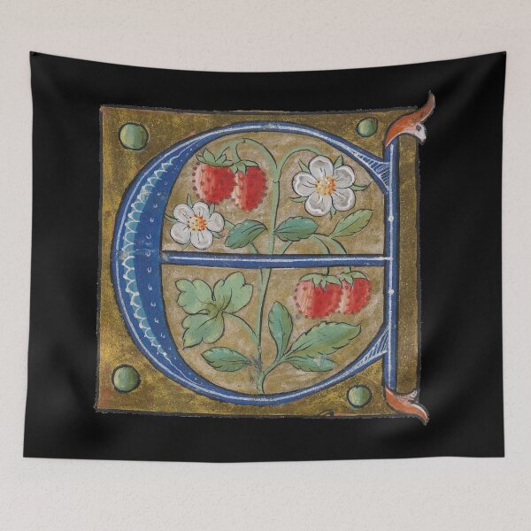 Item preview, Letter A Initial manuscript art — medieval art  -  Illuminated manuscripts art designed and sold by Qrhoo.