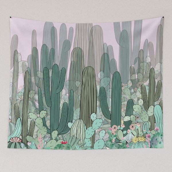 Item preview, Dusty pink desert cacti cute print designed and sold by TheWaterBirds.