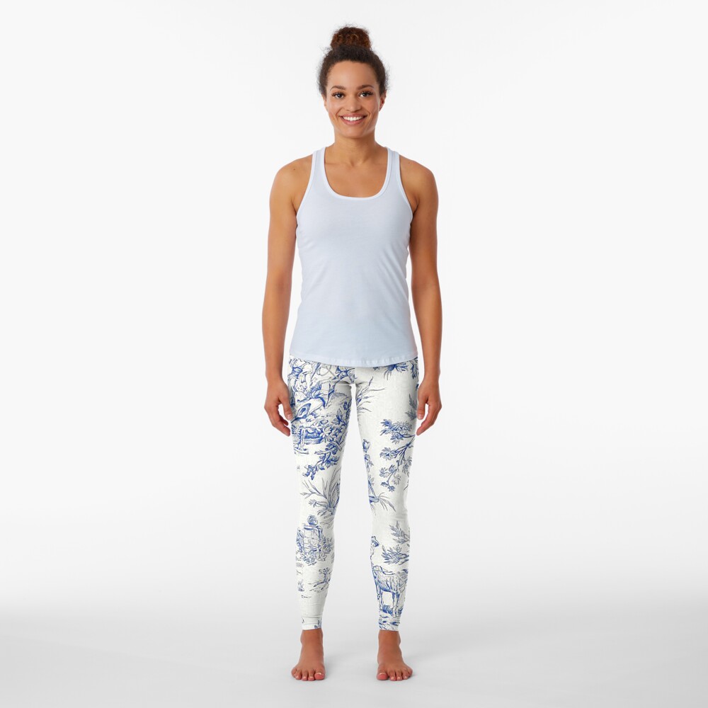 Beautiful Blue French Toile Leggings