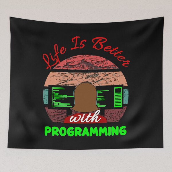 Item preview, Life Is Better With Programming - Cool Sunset Retro Computer Programmer Gift Idea designed and sold by leo121687.