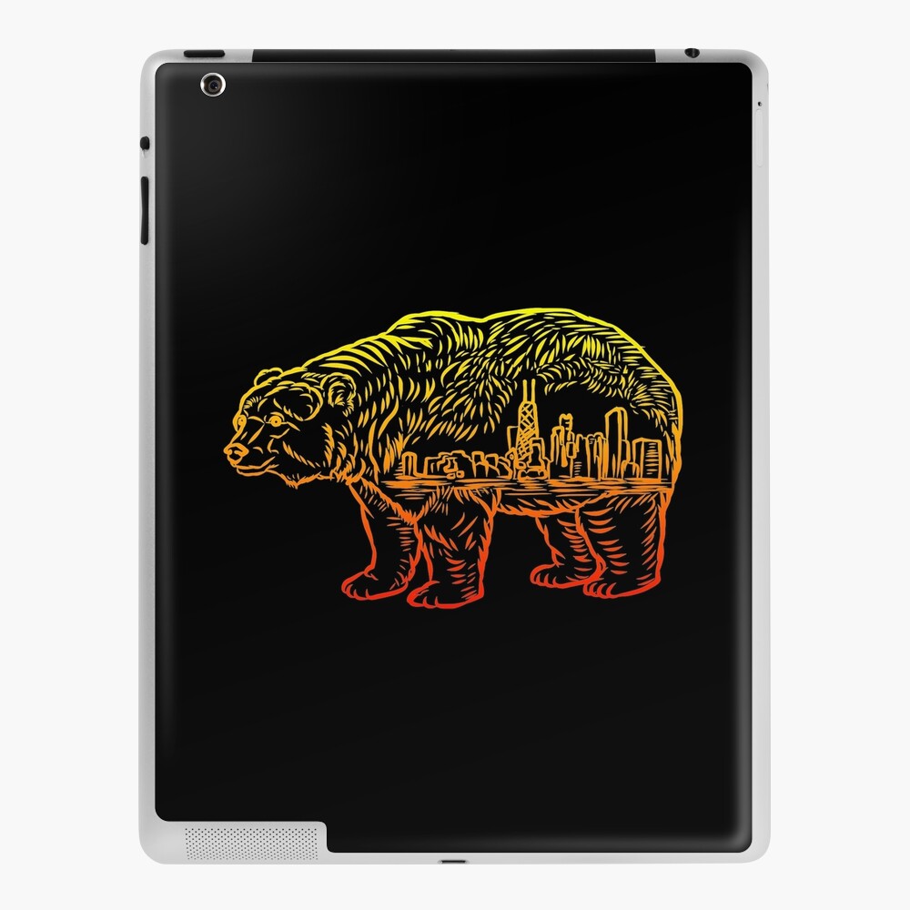 Downtown Chicago City Skyline Walking Bear Silhouette awesome gift