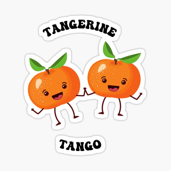 "Tangerine Tango Dancing Orange Fruit" Sticker by BrokenUnicorn Redbubble