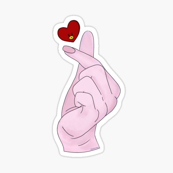Vista previa del artículo con la obra «Corazones de dedo con el corazón siendo Tata», diseñado y vendido por Artlovekpop.
