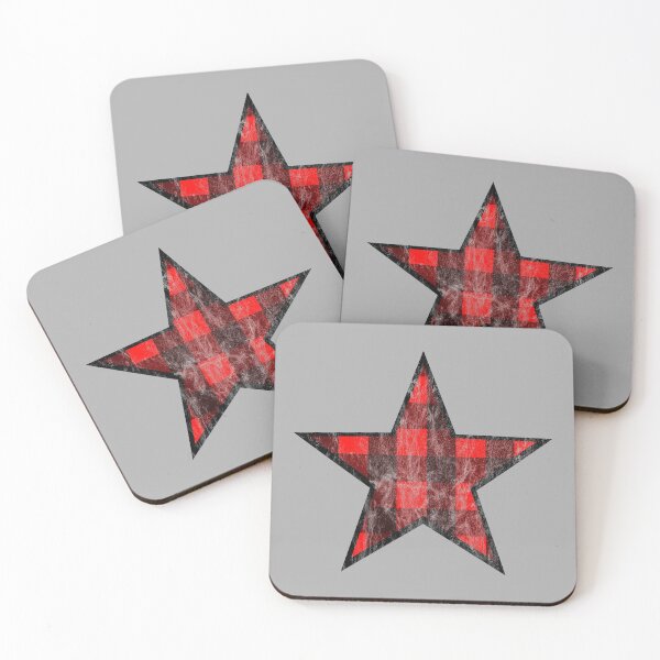 Item preview, Distressed Red and Black Buffalo Plaid Star designed and sold by Bumblefuzzies.