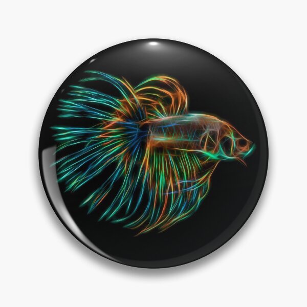 Item preview, Green Orange Crowntail Betta Fish Fractal Art designed and sold by Estetis.