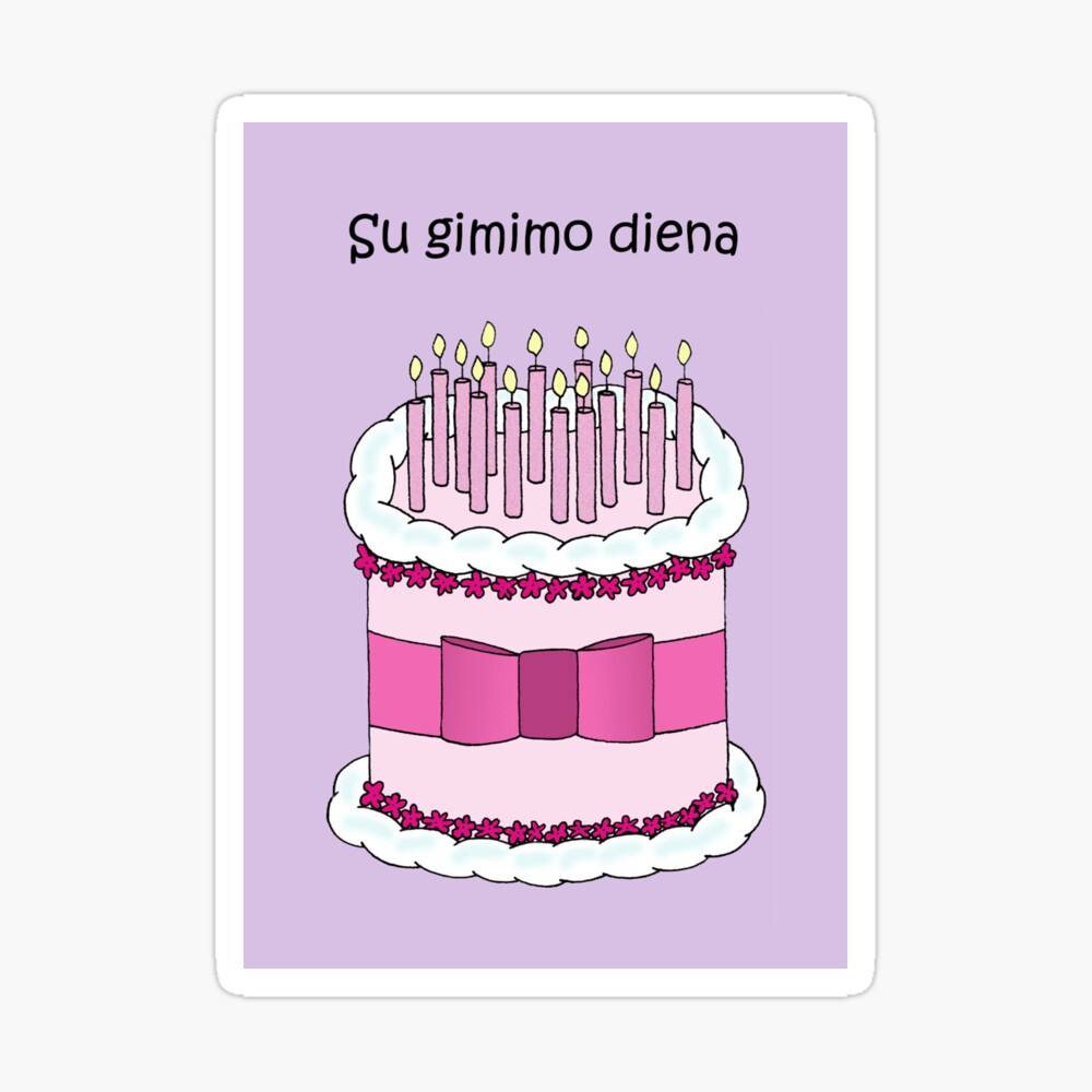 Carte De Vœux Bougies Et Gateau Joyeux Anniversaire Lituanien Par Katetaylor Redbubble