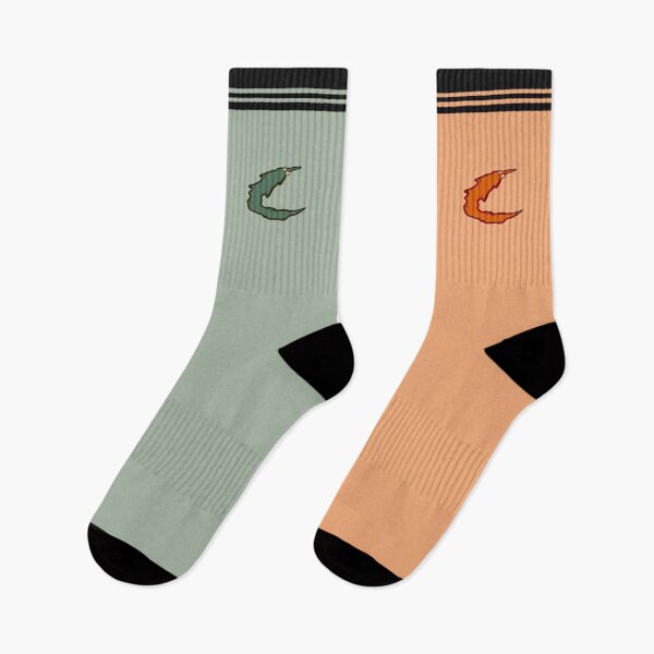 Item preview, worm socks (orange/green) designed and sold by GarbageSalt.