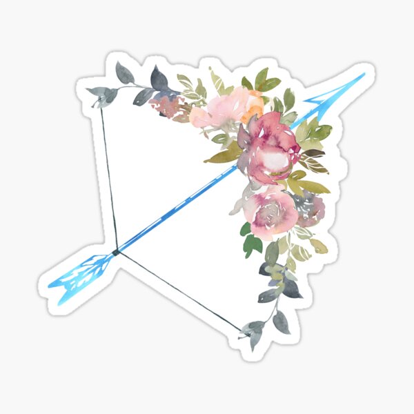 Item preview, A Beautiful Bow and Arrow Watercolor Floral Design designed and sold by StickerArtwork.