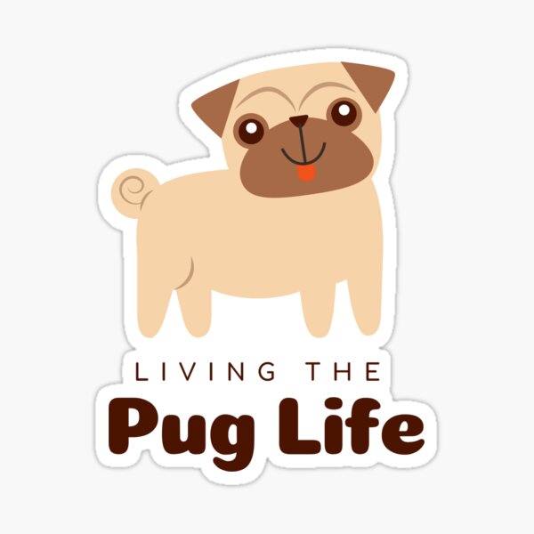 Vista previa del artículo con la obra «Mi pug es mi San Valentín, perro a la fuga, viviendo la vida pug», diseñado y vendido por Urban Binge.