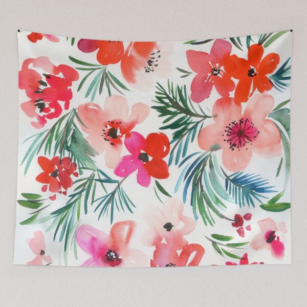 Item preview, red flowers and pine branches designed and sold by kosarandrea.