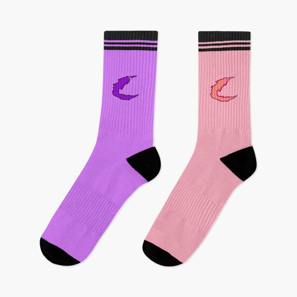 Item preview, worm socks (pink/purple) designed and sold by GarbageSalt.