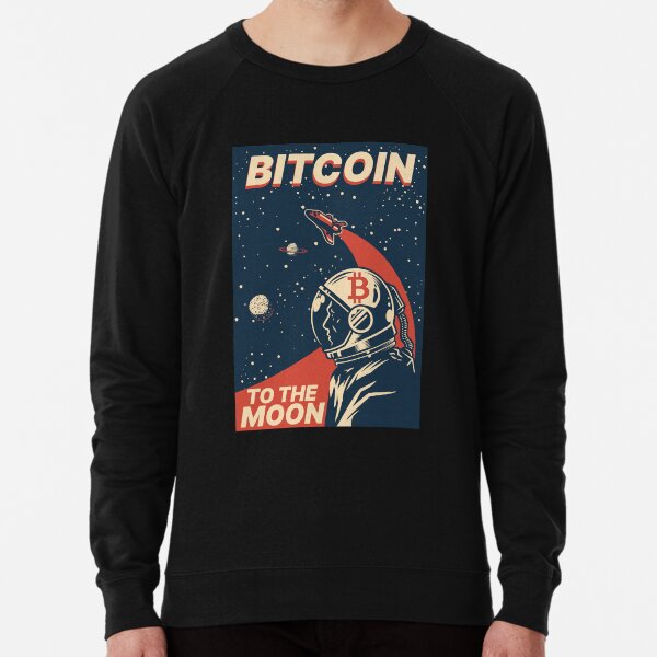 Bitcoin-Kryptowährung zum Mondraumplakat Leichter Pullover