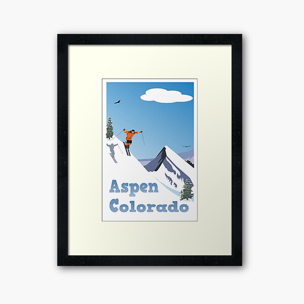 Aspen,Colorado,Rocky Mountain, Ski Poster Framed Art Print