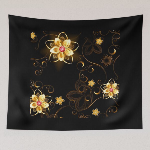 Item preview, Gold Flower Pattern,  Great Mask or Make Up  Bag designed and sold by AMS-ART.