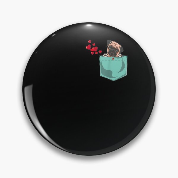 Funny Pug In Pocket Dog Heart Valentine Gift Pin