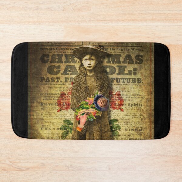 Item preview, Victorian Urchin Girl with Vintage Christmas Carol Poster designed and sold by KALEIDOSCOPE UK.