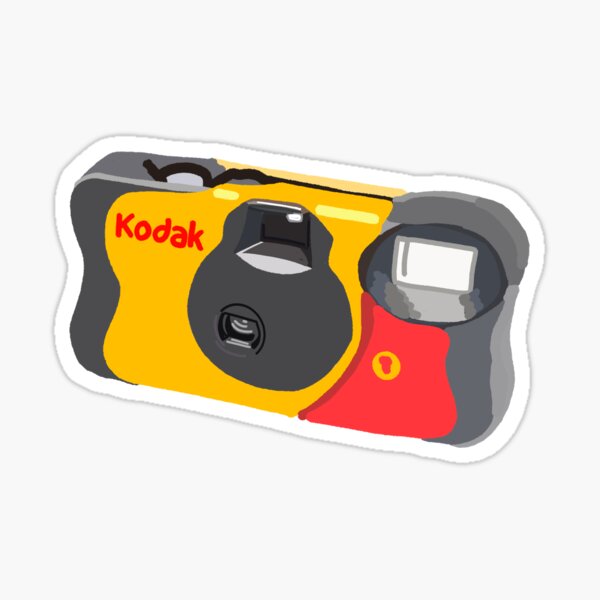 Pegatina for Sale con la obra «Dibujo de cámara desechable Kodak
