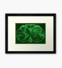 World Map (1775) Green & Light Green Framed Print
