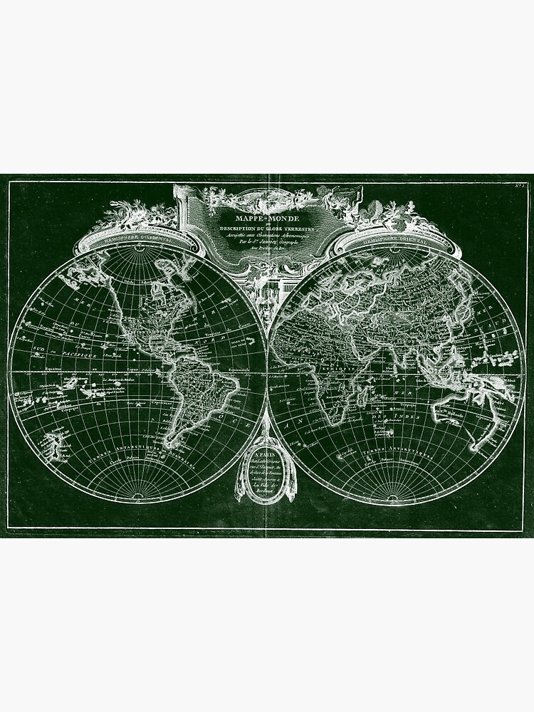 Disover World Map (1775) Green & White Premium Matte Vertical Poster