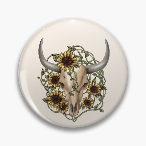 Item preview, Cow Skull and Crown leaves and sunflowers designed and sold by Collagedream.