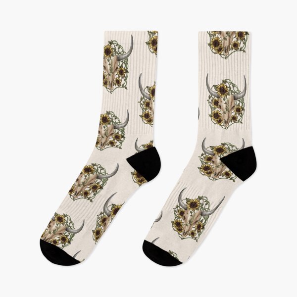 Item preview, Cow Skull and Crown leaves and sunflowers designed and sold by Collagedream.