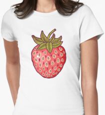 Erdbeerfelder Tailliertes T-Shirt für Frauen