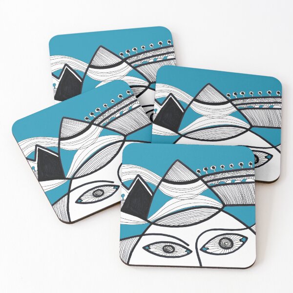 Item preview, Faces Landscape on Blue Board designed and sold by Istvan Ocztos.